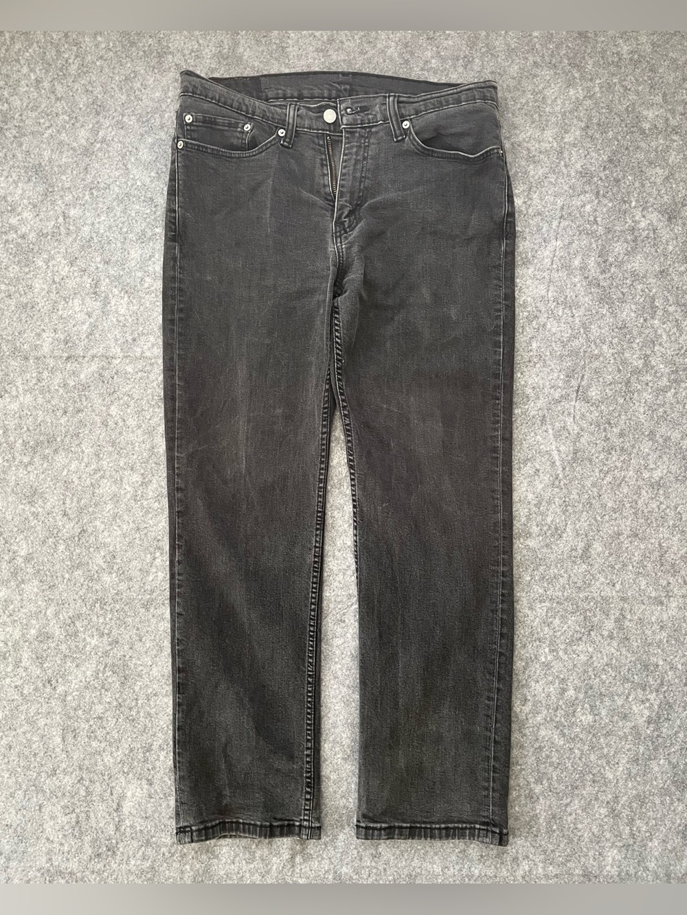 Levi's 514 Jeans Mens 34x30 Black Gray Straight Fit Stretch Denim 00514-0730